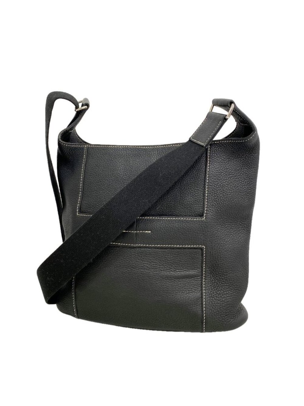 Hermes Shoulder Bag News PM Taurillon Clemence Black Silver